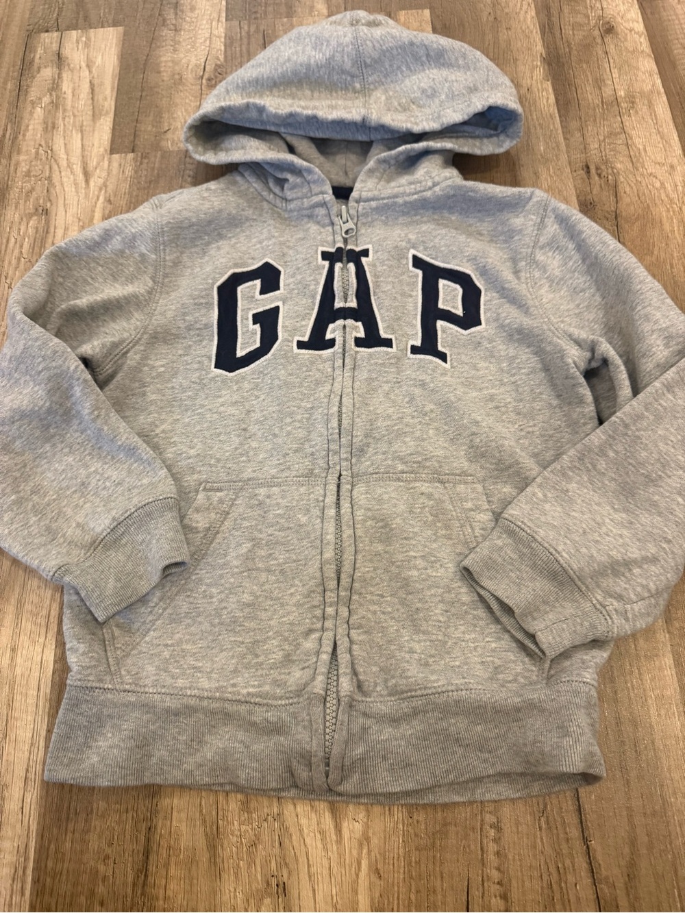 GAP Light Gray Hoodie with Navy Logo
